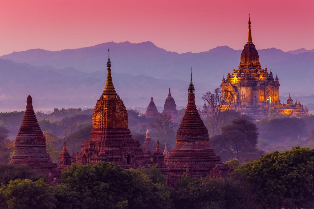 Ancient Bagan Temple at sunset