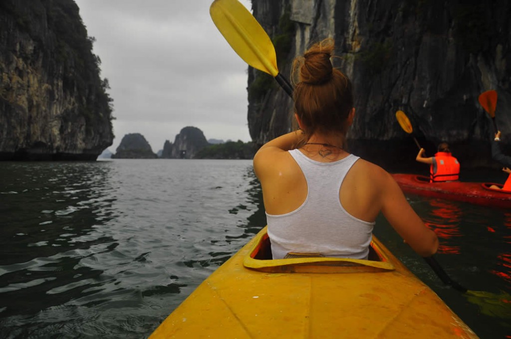 Magda kayaking in Ha Long Bay
