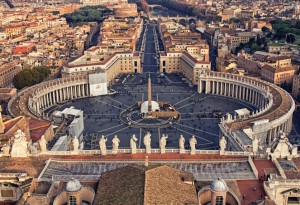 Looking down over Piazza San Pietro in Vatican City