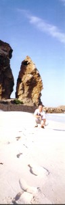 footprints left on a beach on the Indian Ocea