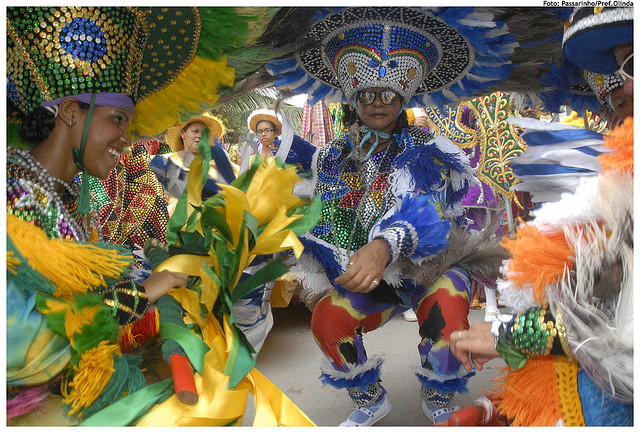 Costumed dancers at carnival in Brazil