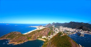 Aerial view of Botafogo and Copacabana with the from the Sugar Loaf in Rio de Janeiro, Brazil.