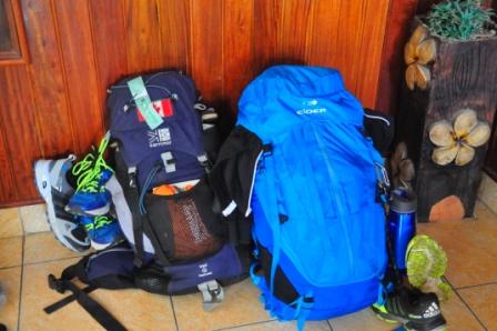 Our backpacks just before we embark on our journey