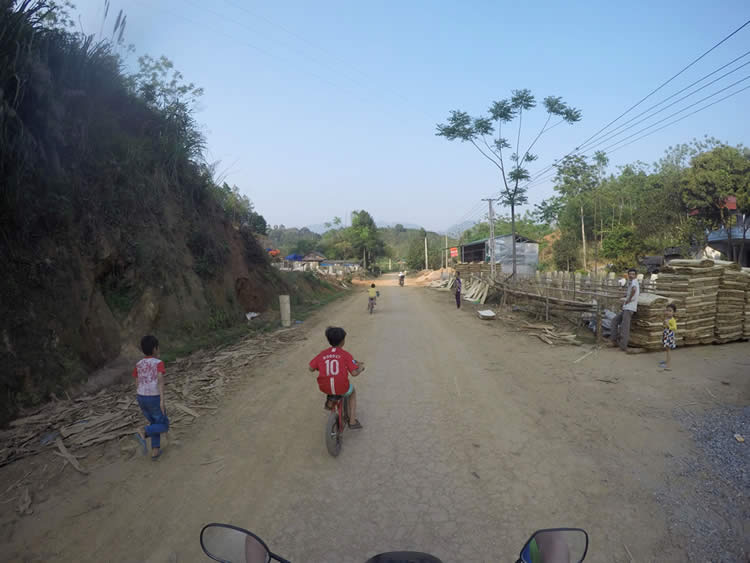 Racing our bikes with some locals in Vietnam